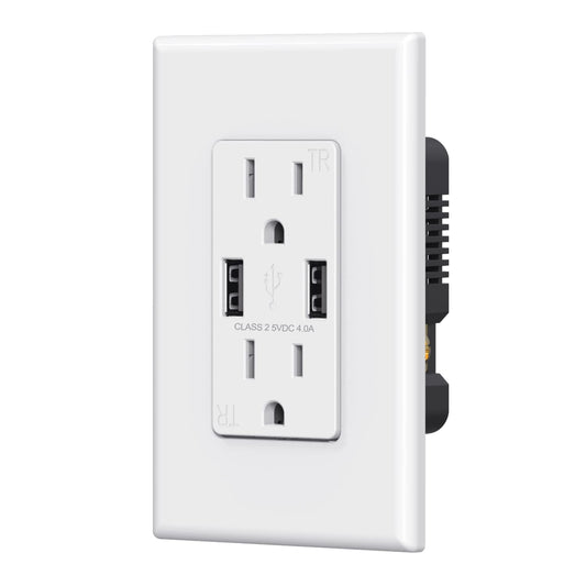 Dual Type A USB Wall Outlet